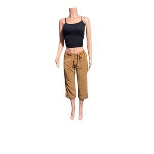Pulp women mid rise hazelnut tencel crop capris pants M